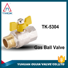 TMOK brand male female BSP/NPT cw617n ball valve for gas nickel plated PN25 medium pressure CE hydraulic full port control valv
